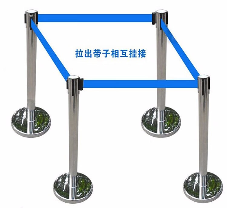 栏杆座隔离带护栏杆警戒围栏银行排队立柱不锈杆伸缩带 不锈钢插牌