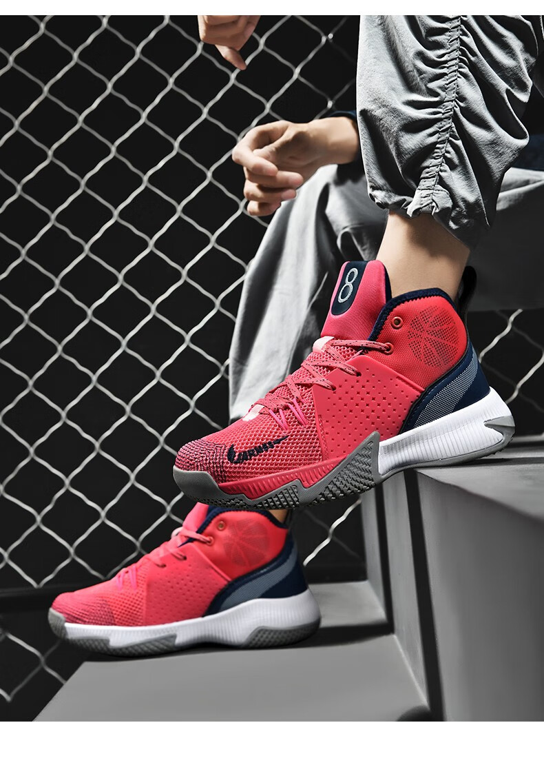 儿童篮球鞋音速8男黑曼巴实战防滑底气垫运动鞋女孩耐磨缓震儿童摩擦