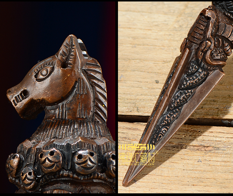 藏传供具尼泊尔纯手工青铜普巴金刚杵马头金刚橛居家供具摆件 马头
