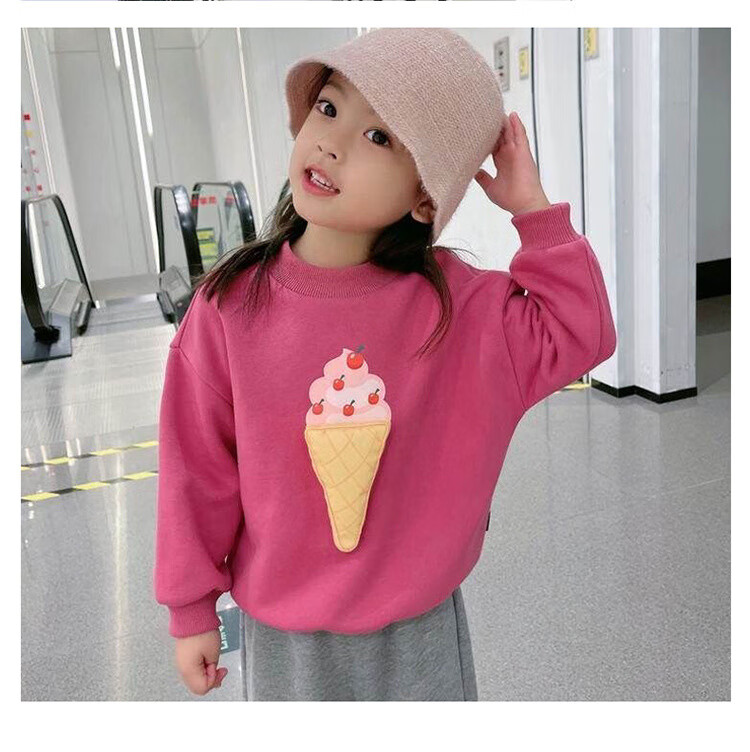 2-12岁小女孩冬天穿的保暖打底衫衣服潮 jlc女童冰淇淋卫衣(加绒款)