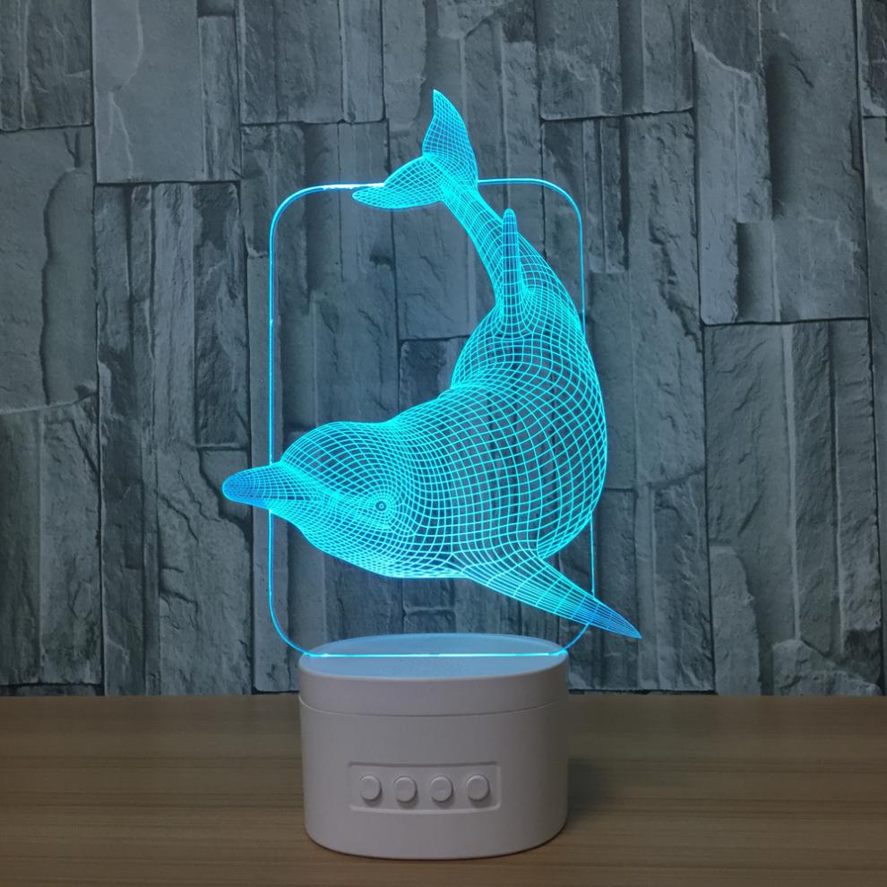 跑江湖3d小夜灯新奇特电子产品usb蓝牙音箱创意led台灯爱心海豚足球