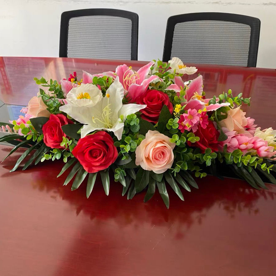 仿真花会议桌花酒店商务办公室摆设装饰花摆花塑料假花演讲前台花