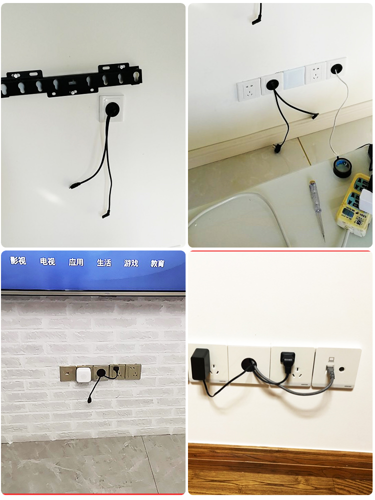 正泰白板插座带出线孔正泰插座空白面板带开孔电视机穿线出线孔圆孔假
