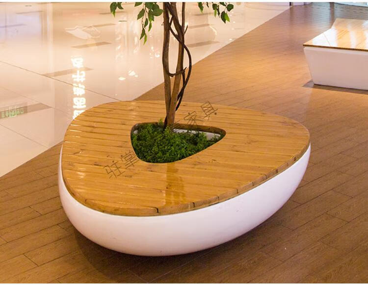 休闲花坛坐凳 玻璃钢树池花池圆形拼接座椅户外花盆组合休闲坐凳公园