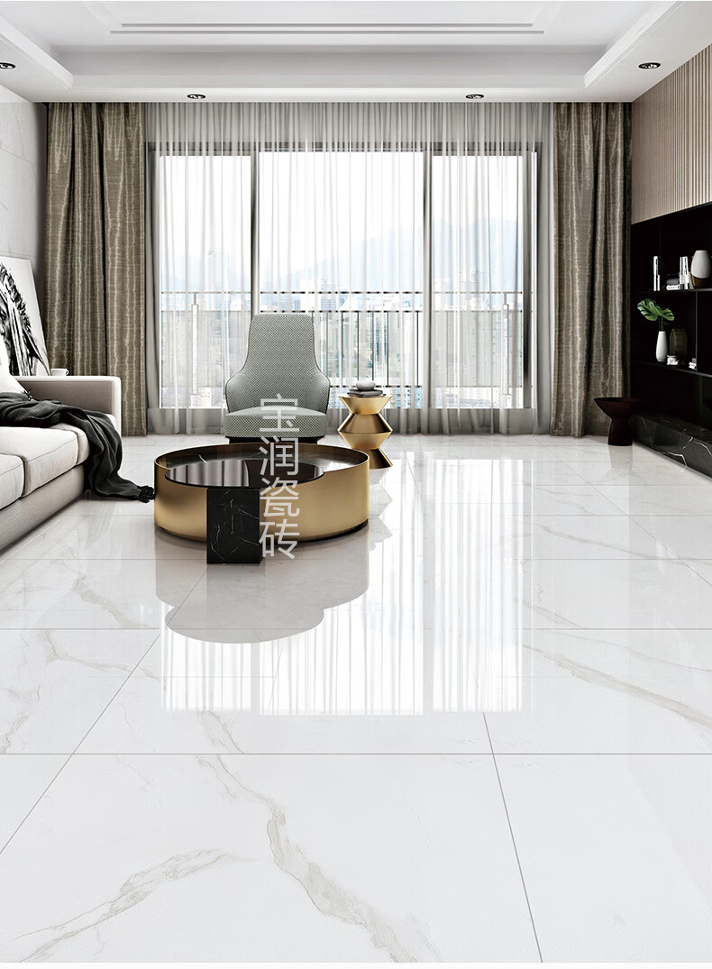 仿大理石瓷砖800x800客厅卧室全抛釉地砖现代简约地板砖滑耐磨 爵士白