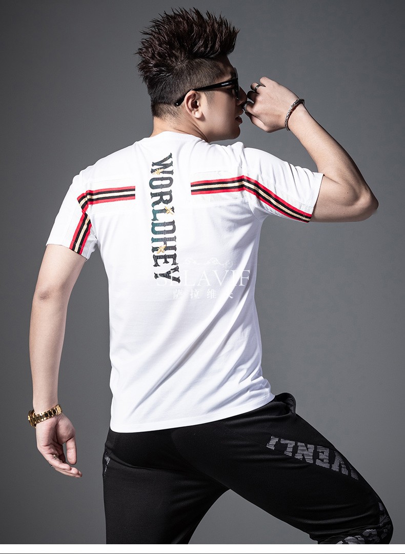 sllavif萨拉维夫轻奢品牌男装短袖t恤男2020新款夏季修身潮流半袖体恤