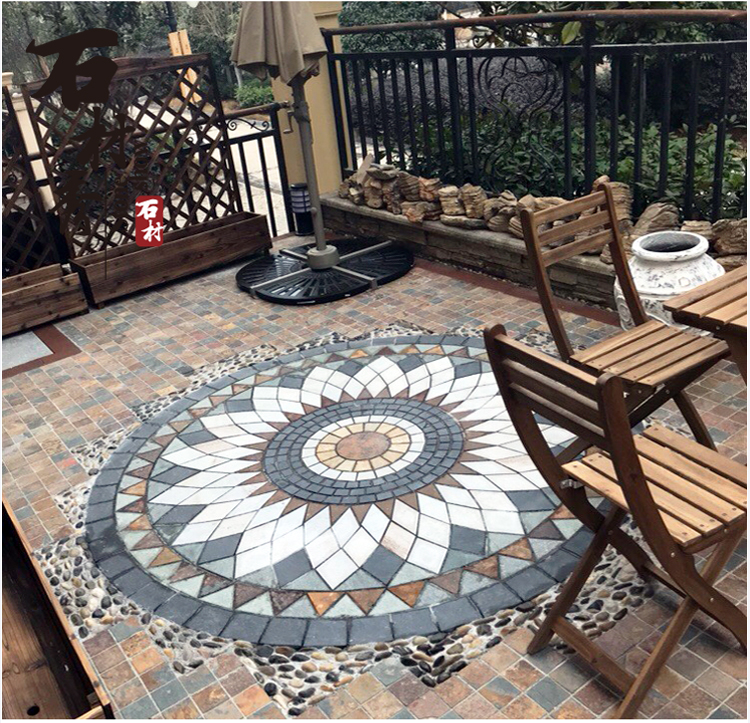 花园地砖庭院砖别墅室外户外花砖天然地面石材团团圆圆2米圆形其它