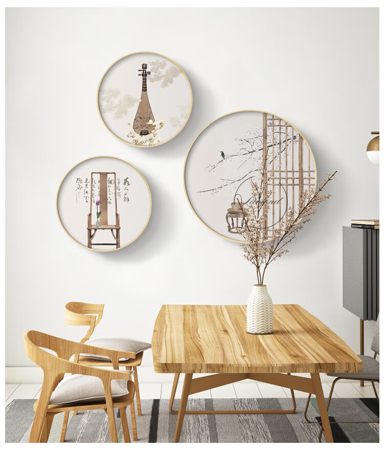 皓涛艺心日式原木风客厅装饰画入户玄关过道挂画新中式民宿墙壁画d款