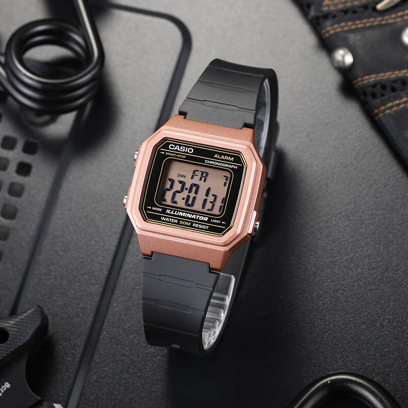 卡西欧海外代购casio手表男女学生中性电子小方块运动时尚方形表w218