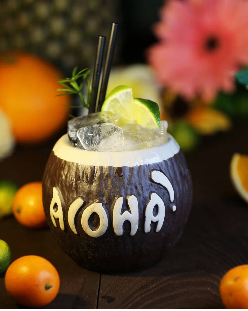 提基杯 椰子形状提基鸡尾酒杯 tiki杯夏威夷酒吧酒杯 万圣节陶瓷杯