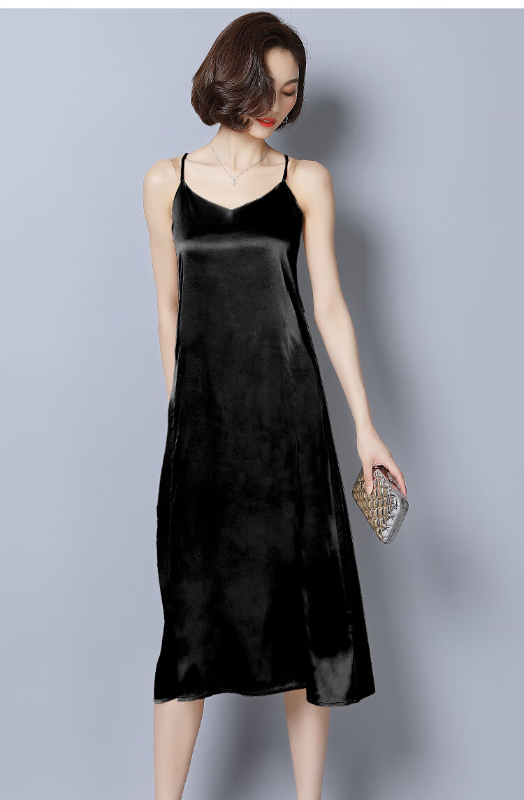 纯色仿真丝连衣裙中长款仿桑蚕丝吊带裙大码修身内搭打底裙2020夏季