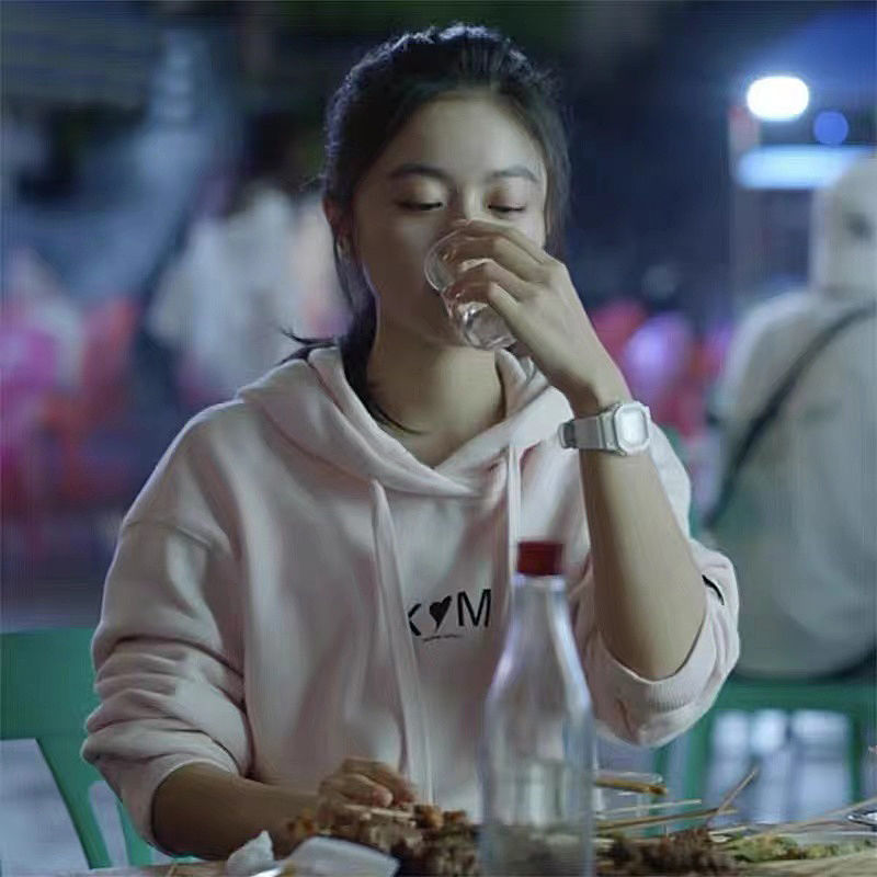 少年派2赵今麦林妙妙同款印花粉色连帽衫卫衣女秋季套