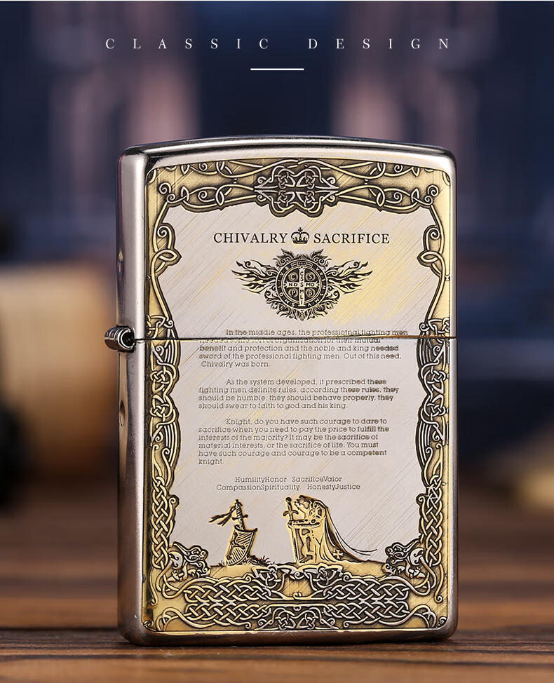 zippo芝宝打火机正版骑士宣言深雕个性防风煤油之宝正品火机男限量