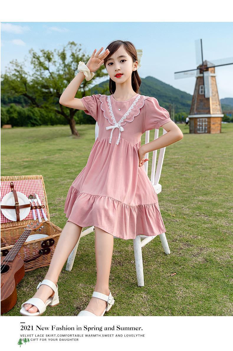 艾诺轮女童夏天中大童连衣裙儿童615岁夏季小女孩超洋气宝宝裙夏装