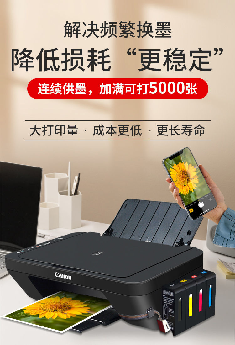 佳能(canon)通用mg2580s无线家用打印机小型迷你手机连接复印扫描一体