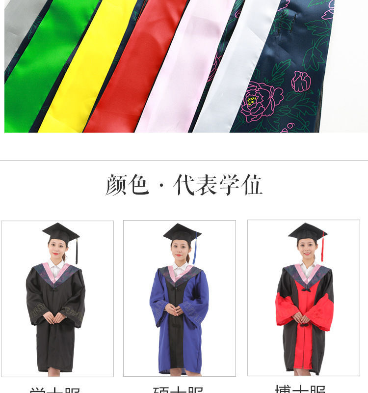 uhfq硕士学位帽大学学士服学位服男女毕业礼服文科理工科垂布硕士服