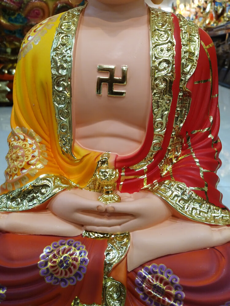 如来三宝佛像释迦摩尼钵盂 阿弥陀佛莲花 药师佛金塔法器摆件 小号钵