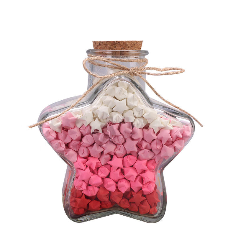 渐变蓝色幸运星星折纸条星星罐子夜光五星瓶木塞许愿瓶手工材料纯洁十