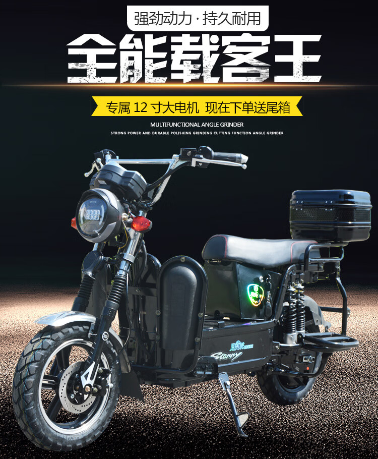 大力神载重王电动车路霸拉货载货送货快递外卖送餐电动摩托车续航 c