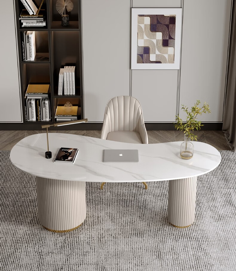 岩板书桌岩板电脑桌轻奢办公桌电脑桌现代书房写字台岩板设计师书桌