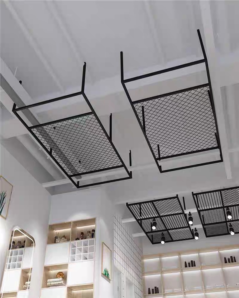 复古工业风铁艺隔断菱形网酒吧过道装饰护栏饭店围栏网格吊顶款式5