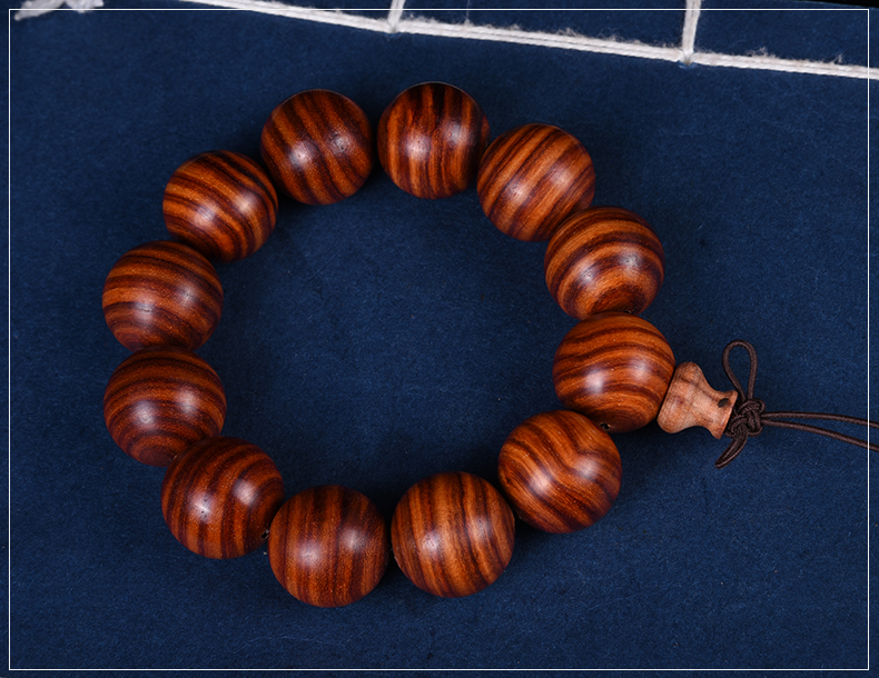 檀福匠赞比亚黄花梨手串斑马木佛珠小孔20时尚流行男女款手链小孔25cm