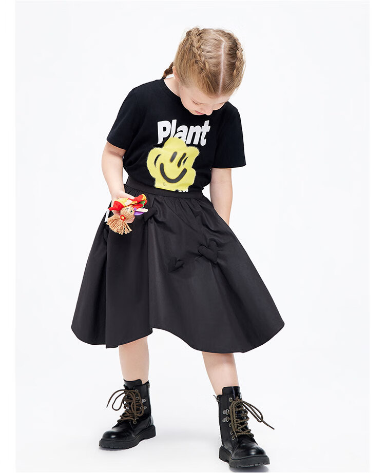 littlemoco童装22春装新款女童短袖印花t恤柔粉色14064