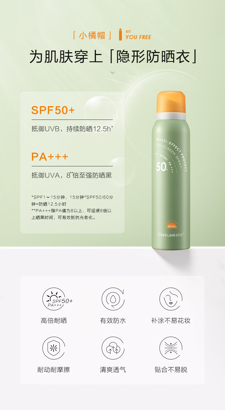 花皙蔻防晒霜男女学生户外防f紫外线敏感肌肤美白隔离防晒乳霜spf50
