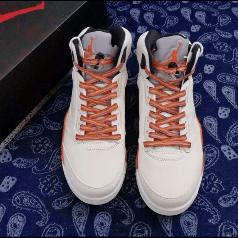 适配aj5鞋带air白橙色扣碎腰果花泼墨扎染渐变字母篮球鞋带 橙色渐变