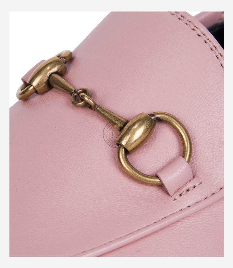 gucci古驰女鞋女士brixton马衔扣乐福鞋休闲皮鞋粉色414998dlc