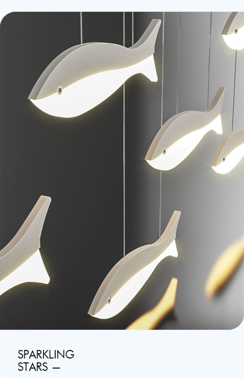 华迪诺现代简约创意鱼形吊灯办公室前台吧台饰北欧轻奢个性餐厅灯具哑