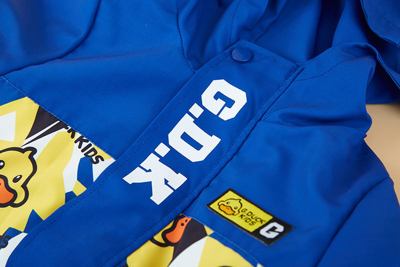 小黄鸭gduckkids男女童外套迷彩撞色中大童上衣儿童拉链衫防风1蓝色