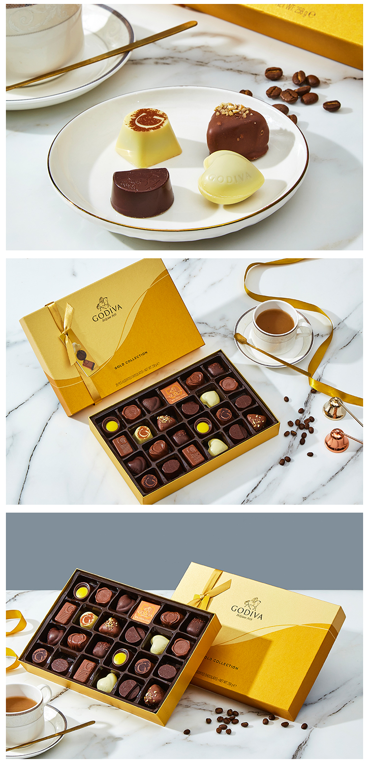 【京闪配送】歌帝梵(godiva)巧克力礼盒装比利时进口金装25颗手工夹心