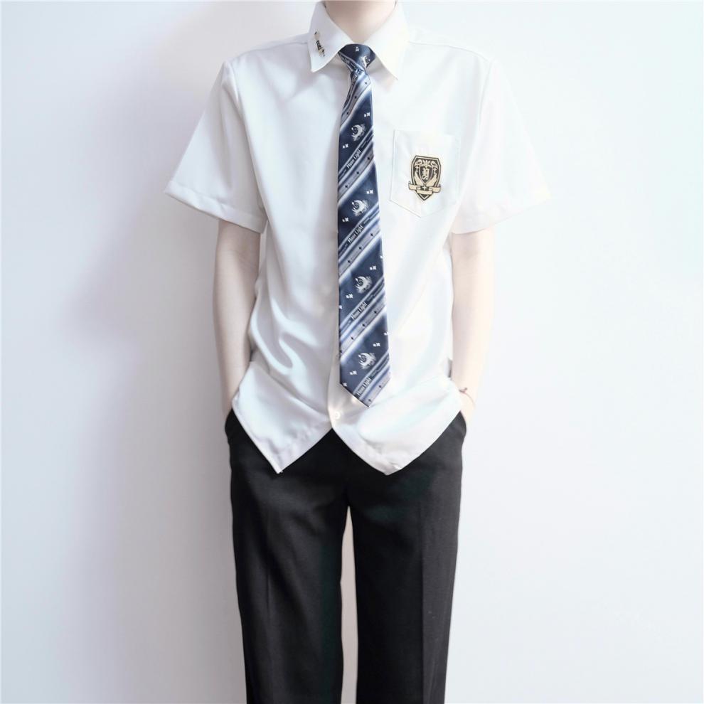 【jk制服官方】圣翼骑士 日系原创dk衬衫短袖男子学院风衬衣痞帅风