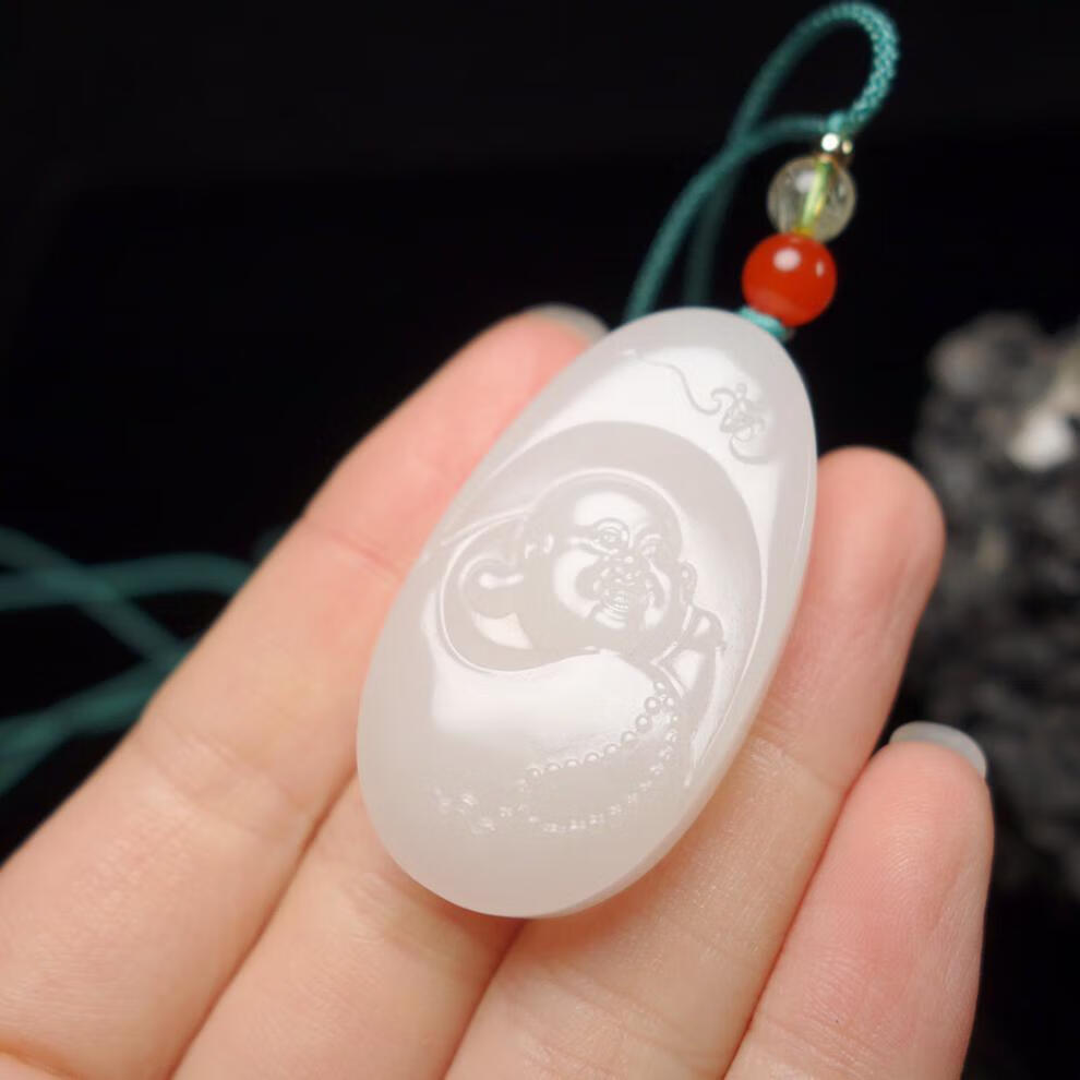 美朗格 青海料和田玉弥勒佛吊坠挂坠羊脂玉笑佛纳福笑口常开佛公玉坠