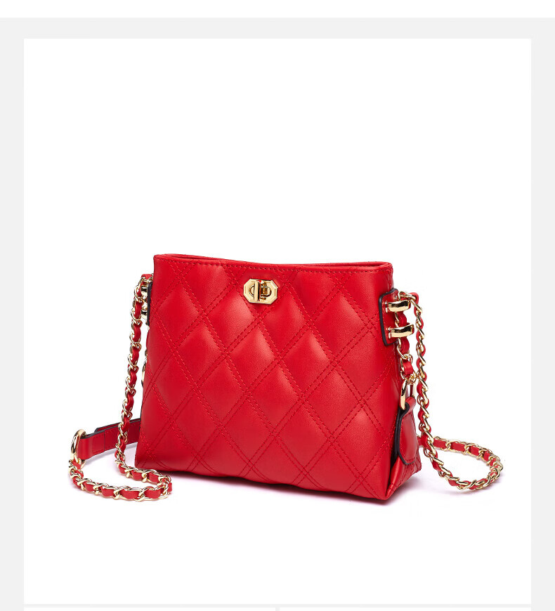 charles&keith 小ck女包眞皮女包小香风2022新款菱格链条包单肩斜挎