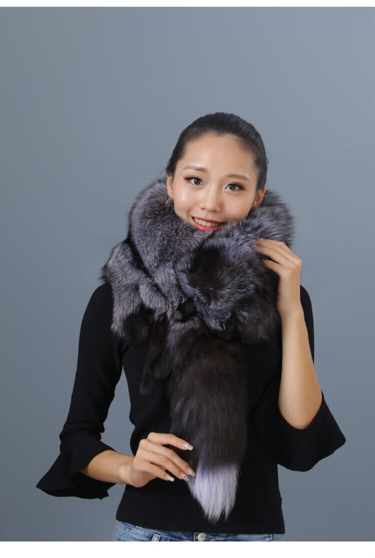整张狐狸皮围脖皮草围巾狐狸毛整只真披肩毛领子秋冬季男女通用保暖