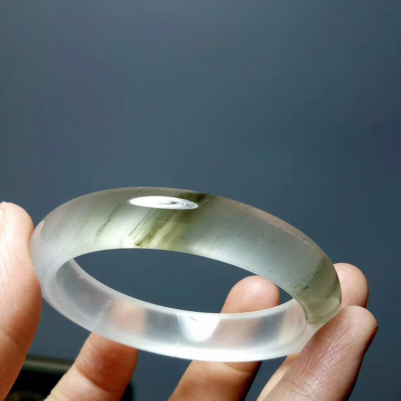 君呈 玉镯子手镯高冰种宝石光玉镯子玉手镯新疆玉手镯天山翠冰翠女款