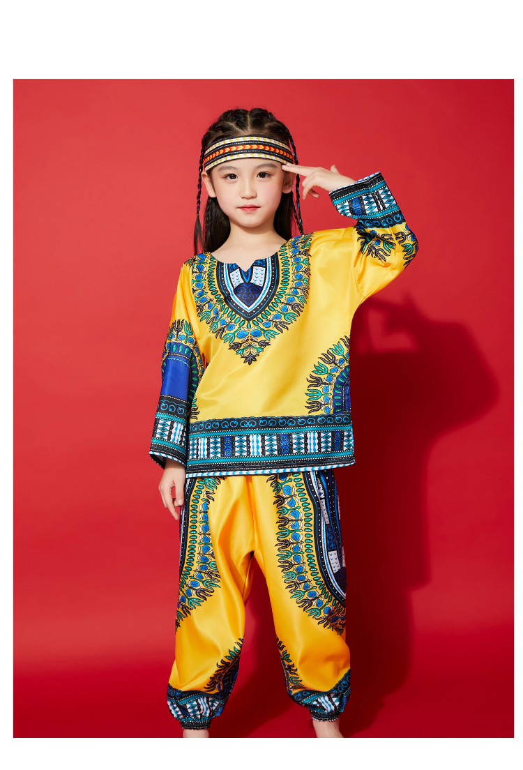 【精选好货】儿童非洲鼓表演服装儿童非洲鼓演出服男女印第安成人舞蹈