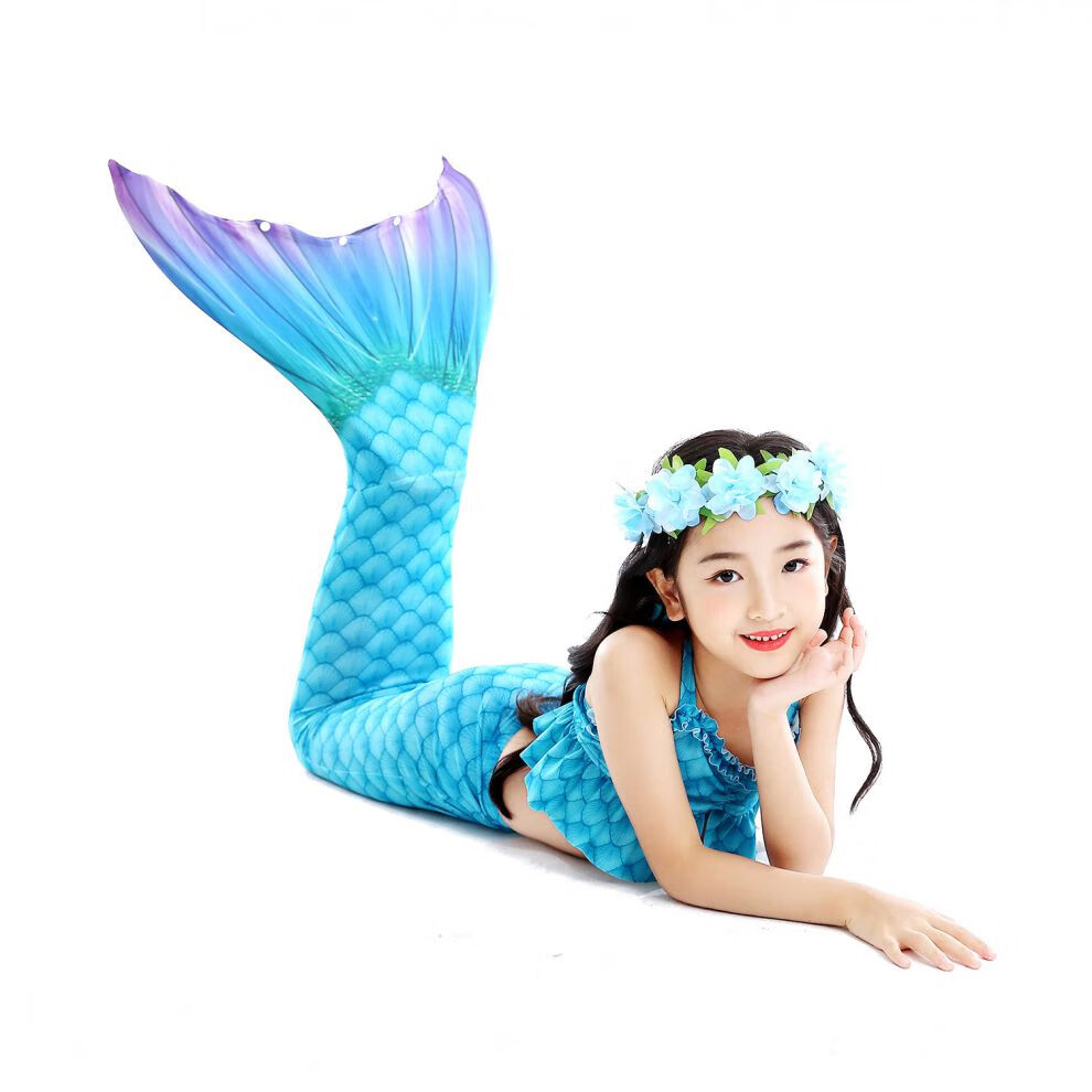 美人鱼尾巴美人鱼服装人鱼尾巴泳衣女童公主裙游泳衣裤套装儿童温泉