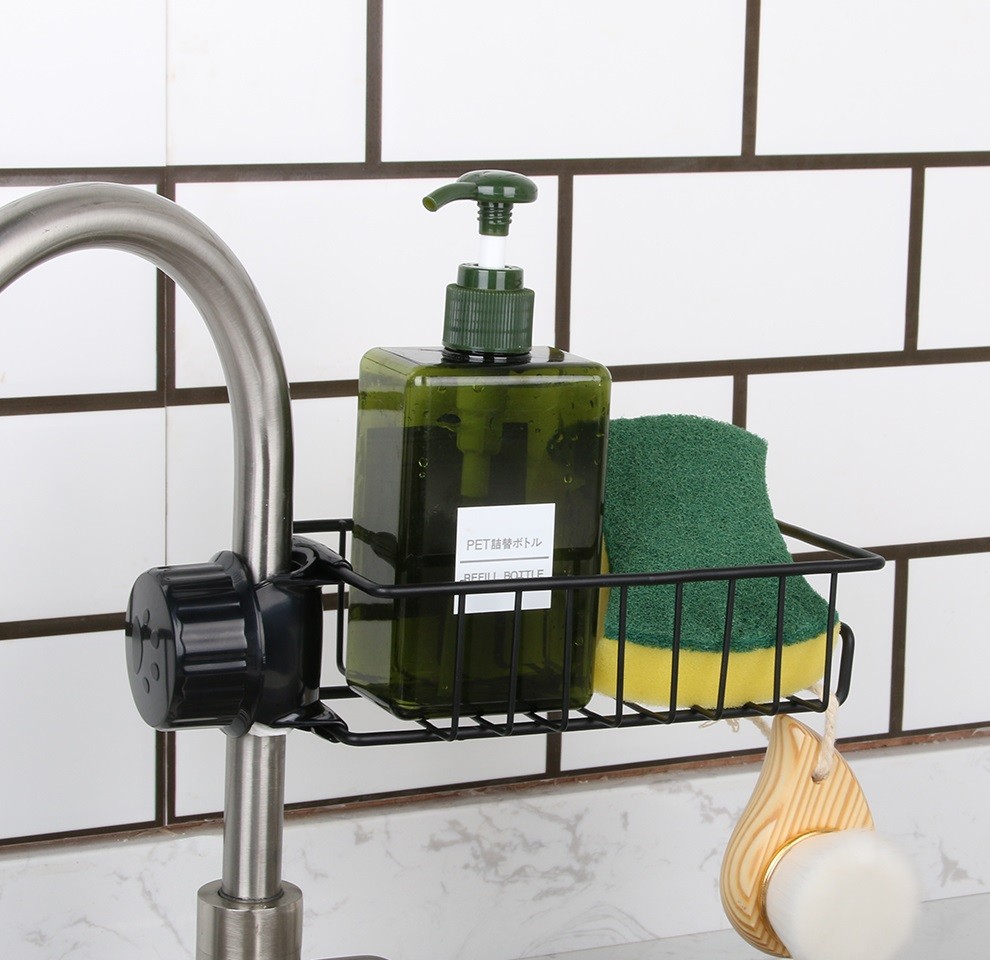 家佰利不锈钢厨房水龙头置物架沥水架水槽沥水篮海绵洗碗布整理架水池