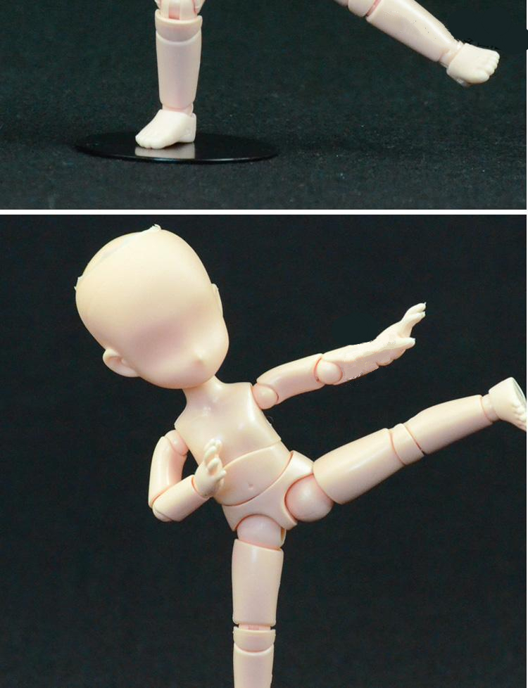 可动素体娃娃人偶模型关节ob11配件黏土头裸娃玩偶白肌裸娃无头默认1