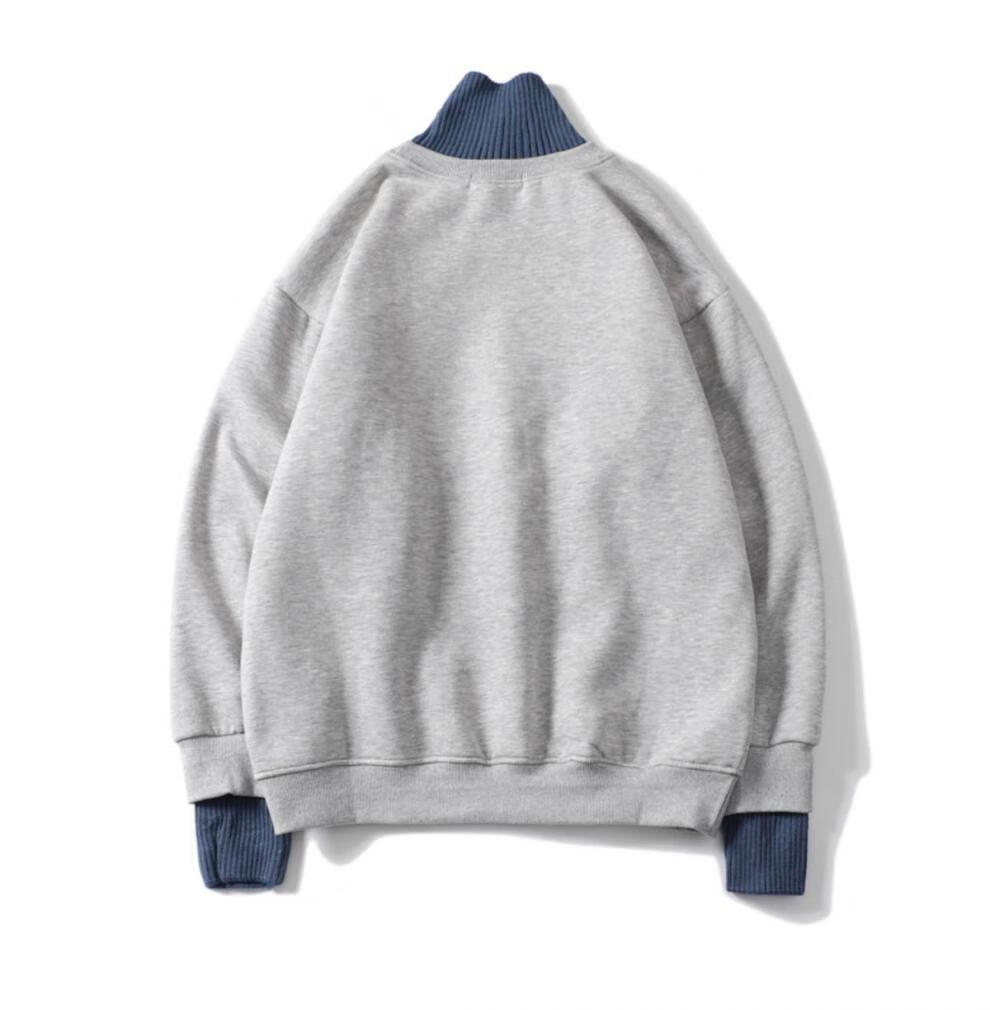 欧瑾(oujin) 国潮男装冬季毛衣高领卫衣男士假两件百搭宽松套头服外套