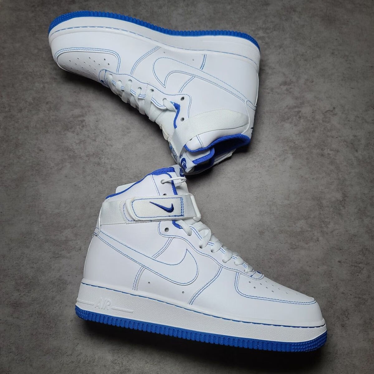 1 空军一号白蓝缝线高帮运动休闲滑板鞋男女cv1753-101 白色 白蓝缝线