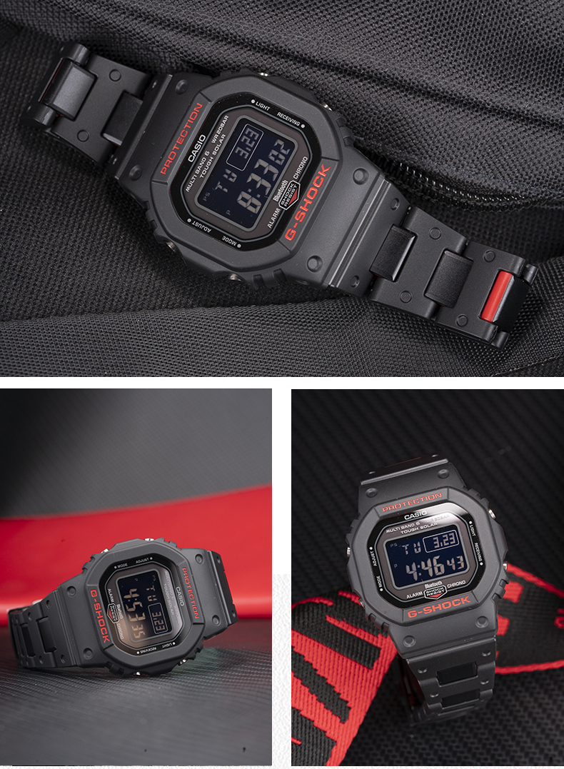 卡西欧gshock小方块手表男女光能电波蓝牙运动方表gwb5600hr1agwm5610