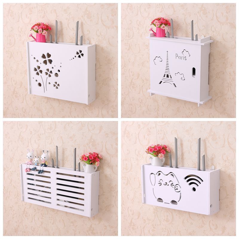 创意无线路由器收纳盒架子壁挂创意多媒体集线箱装饰遮挡网线sn7778