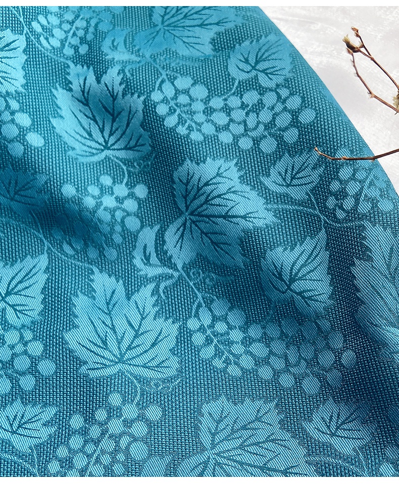 孔雀蓝布料孔雀蓝缠枝葡萄纹样时装汉服花罗纱罗旗袍面料仿丝布料女