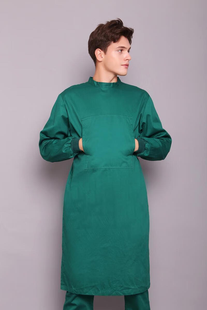 【靳迈】男女全棉长袖医生服白大褂手术室洗手衣反穿 天蓝色 s【图片