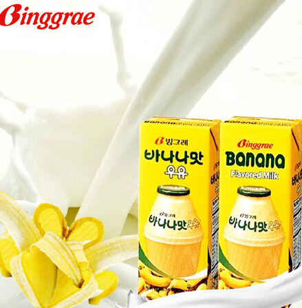 韩国香蕉牛奶200ml*24盒/箱香蕉草莓哈密瓜可拼箱