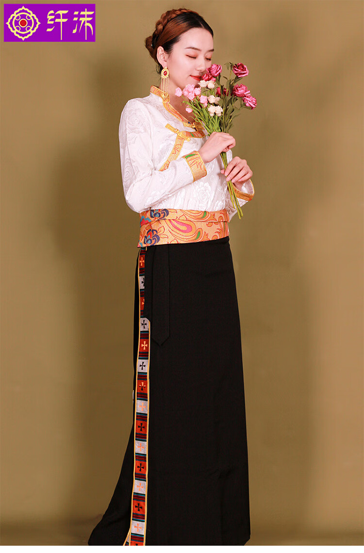 藏族服装女夏天藏装裹裙半身裙臧裙西藏服藏式衬衣锅庄裙民族风藏服